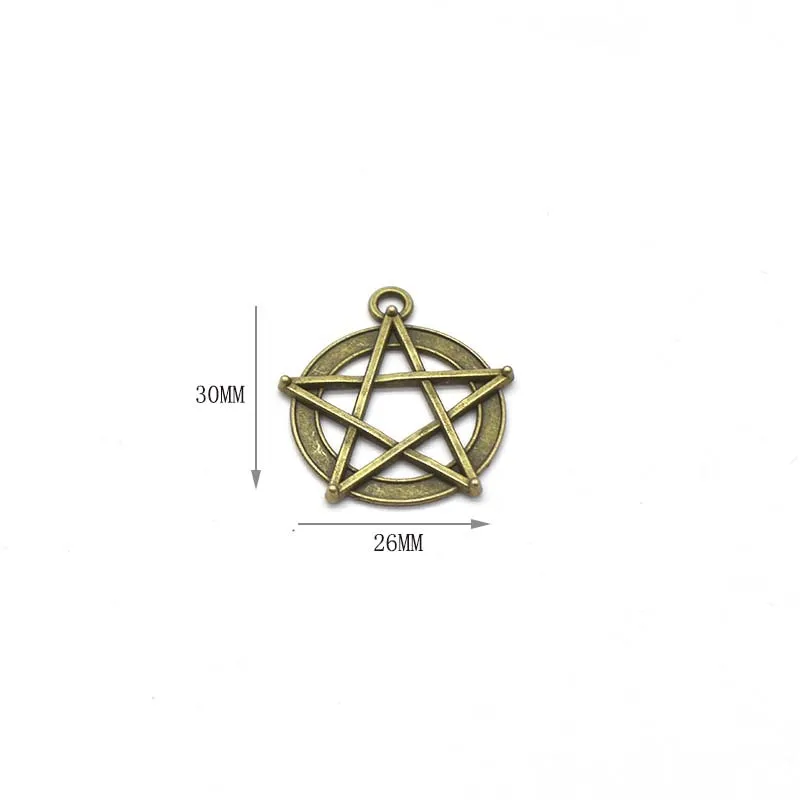 10pcs Charms Magic Star Pentagram 30x26mm Tibetan Bronze Silver Color Pendants Antique Jewelry Making DIY Handmade Craft Pendant