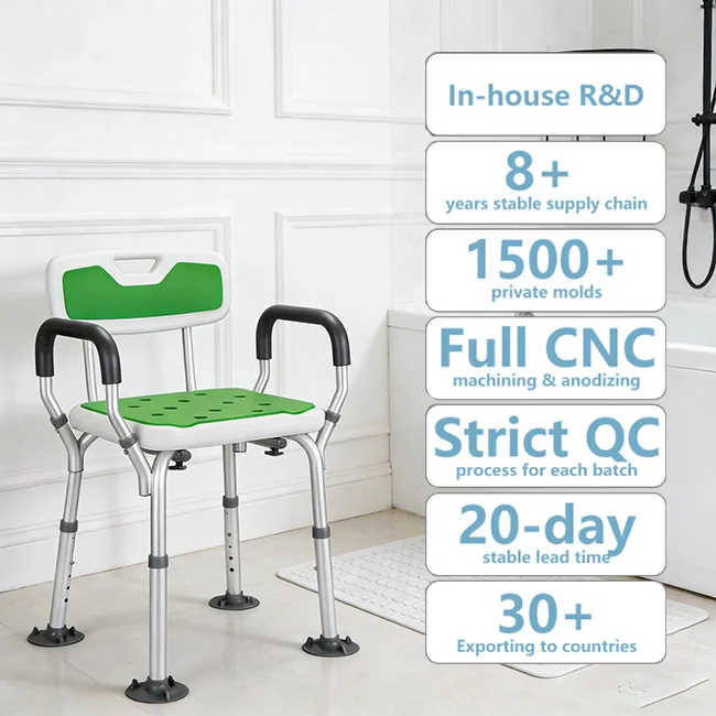 

Simplywalk Aluminum Alloy 200KG Bath Shower Chair With Arm Bathroom Adult People UKCA Customized Ing