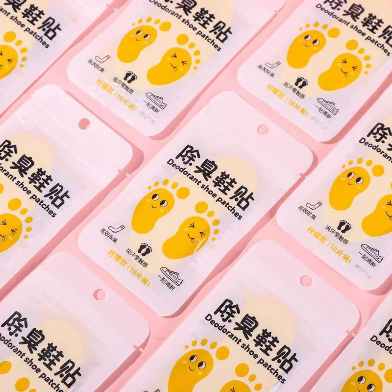 10Pcs/bag Deodorant Foot Odor Prevention Foot Sweat Sports Shoes Smelly Insole Paste Lemon Fresh Shoes Deodorant Paste