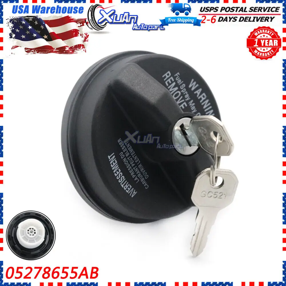 XUAN Fuel Tank Locking GAS Fuel Cap with 2 keys 05278655AB For Dodge Durango Charger Avenger Jeep Wrangler Liberty Chrysler 200