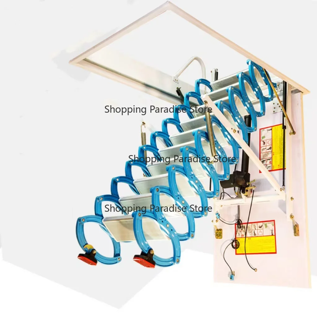 Modern Aluminium Folding Steel Automatic Electric Telescopic Loft Ladder Home Improvement Sturdy Attic Access