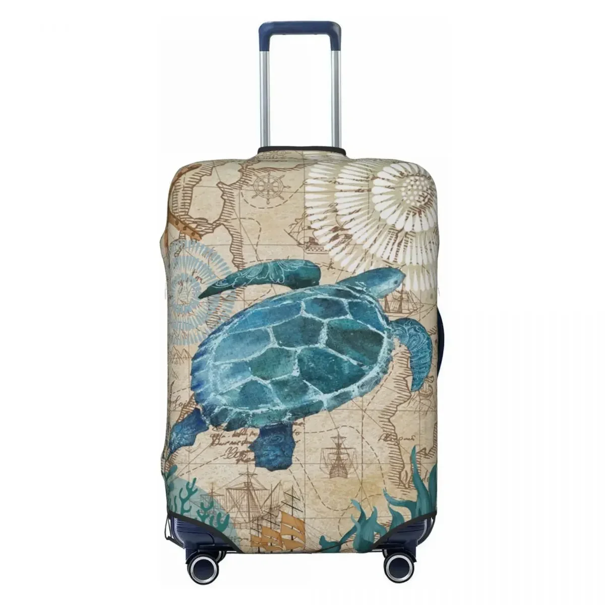 Custom Funny Ocean Sea Turtle Luggage Cover Protector Dust Proof Travel Suitcase Covers