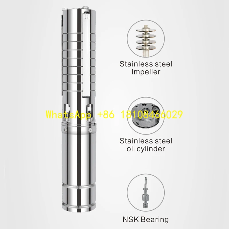 

Солнечные насосы для циркуляционной воды для чистой воды OEM, настраиваемый погружной водяной насос высотой 4/6 дюймов, многоступенчатый глубокий колодец