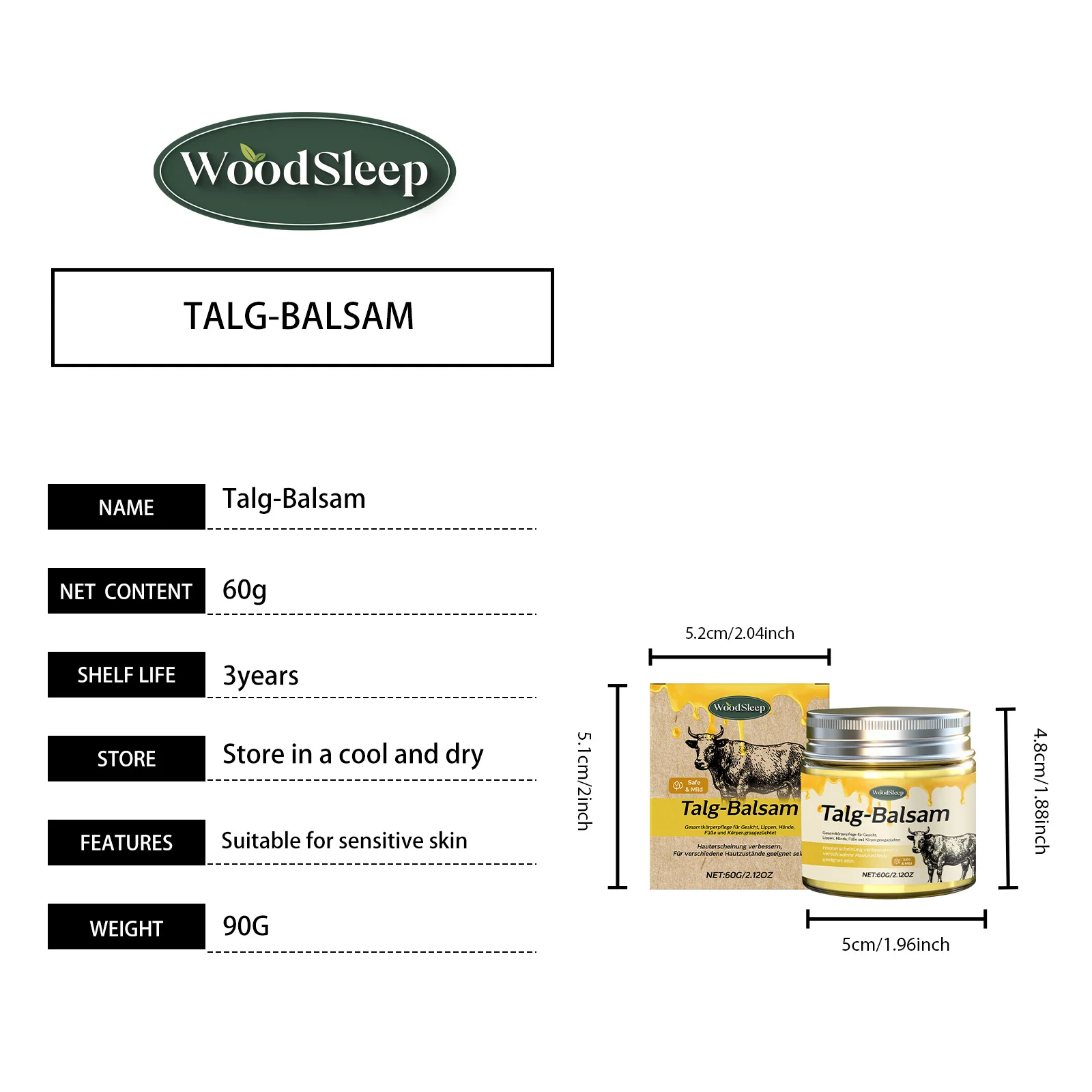 بلسم طويل القامة من وودسليب، ترطيب عميق، مغذي لطيف للبشرة الحساسة، يحسن الجفاف والضيق ويوازن رطوبة البشرة #6