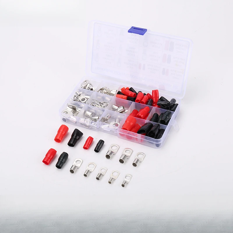 120PCS Wire Terminals Assortment Kit, Crimp Connectors With Fork Tube Ring & Insulated Cap
