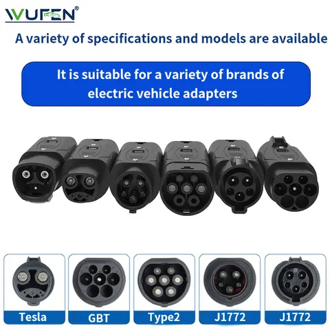 WUFEN Global 32A Electric Vehicle Adapter Type1 to Type2 Charger AC Type2 to GB/T Convertor GBT to Type2/Type1 For Electric Cars