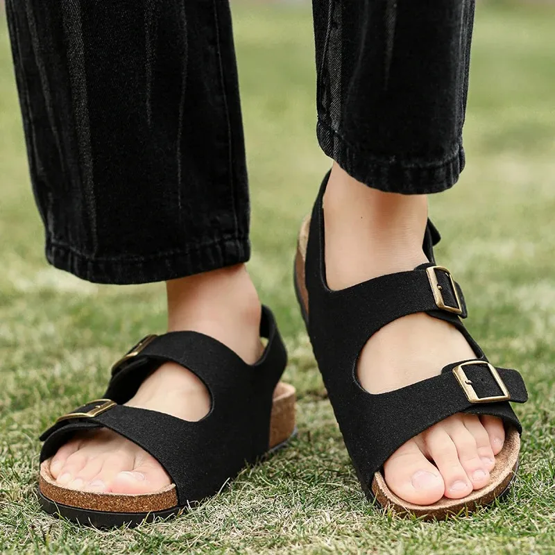 Man’s Cork sandal Leather breathable comfort summer couple beach flip flops Muller outdoor anti slip shoes youth casual fashion - Image 4