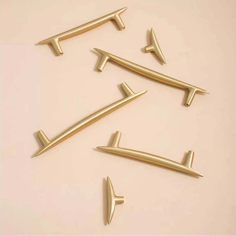 بسيطة الشمال نمط الصلبة النحاس مقبض خزانة درج ضوء الفاخرة النحاس النقي اليدوية مقبض الذهب