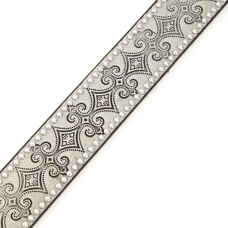 39BD Engraved Pin Closure Belt with Embossed Strap for Outfit Accent