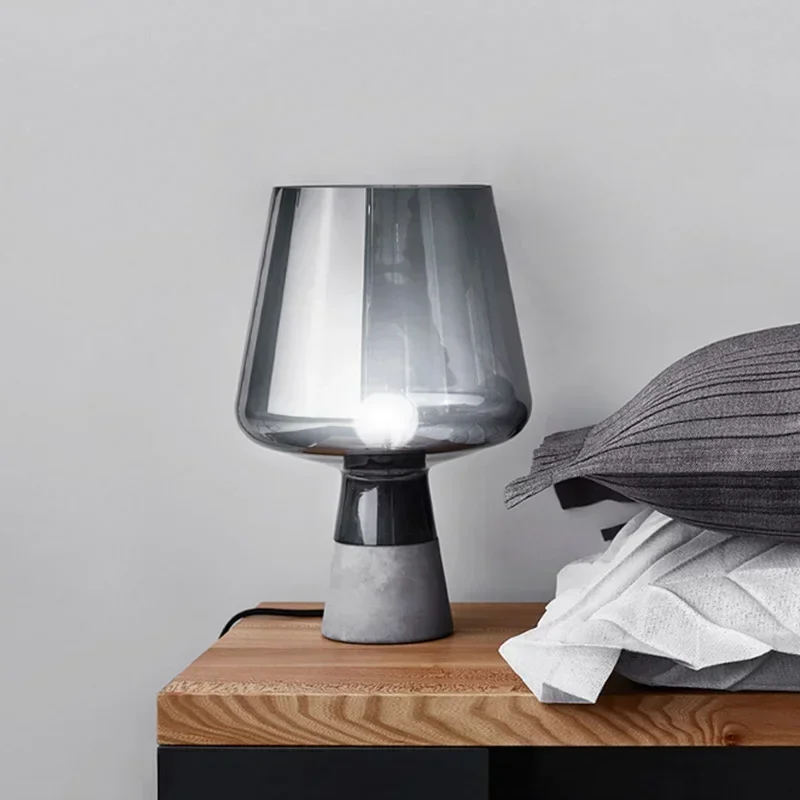 

Nordic Modern Industrial tabel lamp Postmodern concrete lamp Design Smoke Gray glass lamp LED E27 Room Bedside Lighting