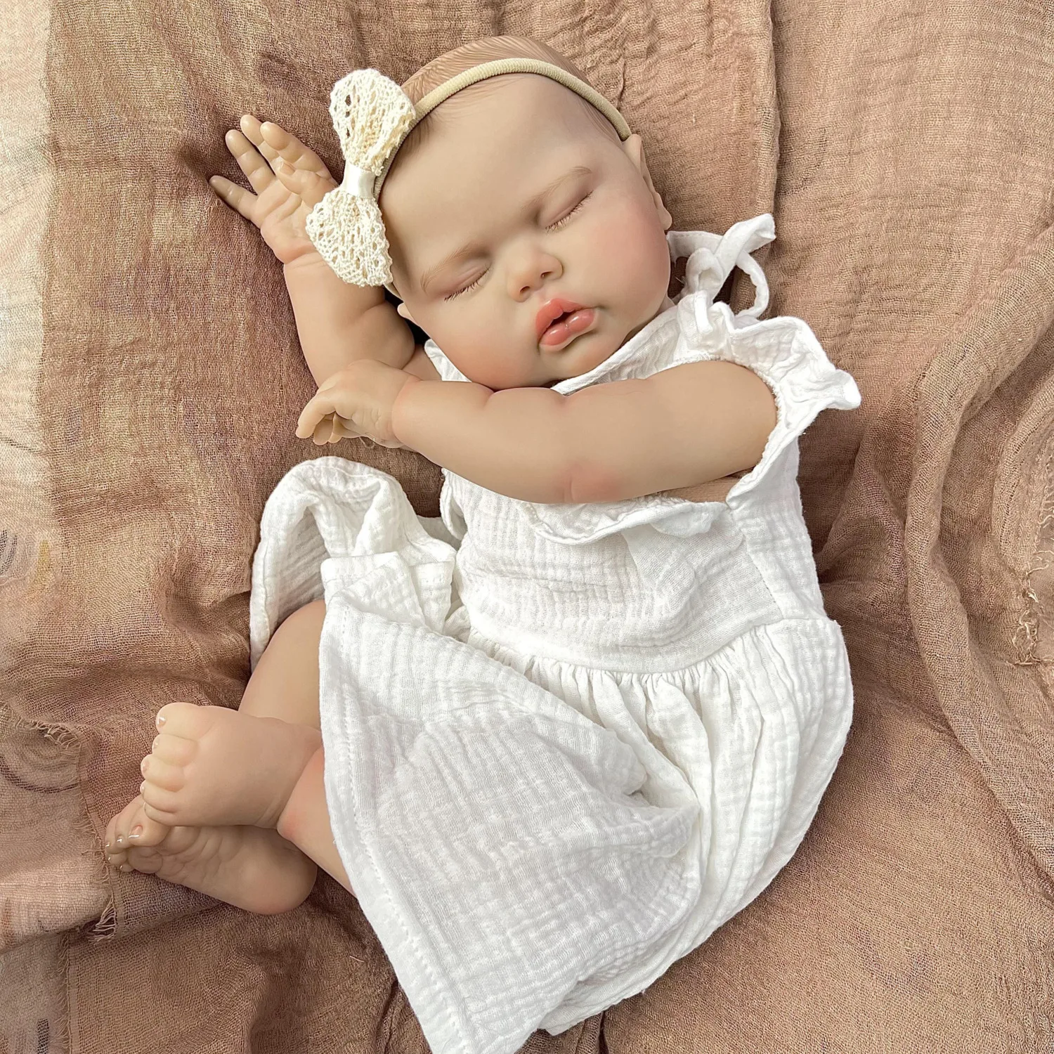 BZDOLL 50CM 3D 피부, 보이는 정맥, 20인치 잠자는 아기 인형, 여자아이용 비닐 팔다리, 천 몸체, 실물 같은 생일 선물