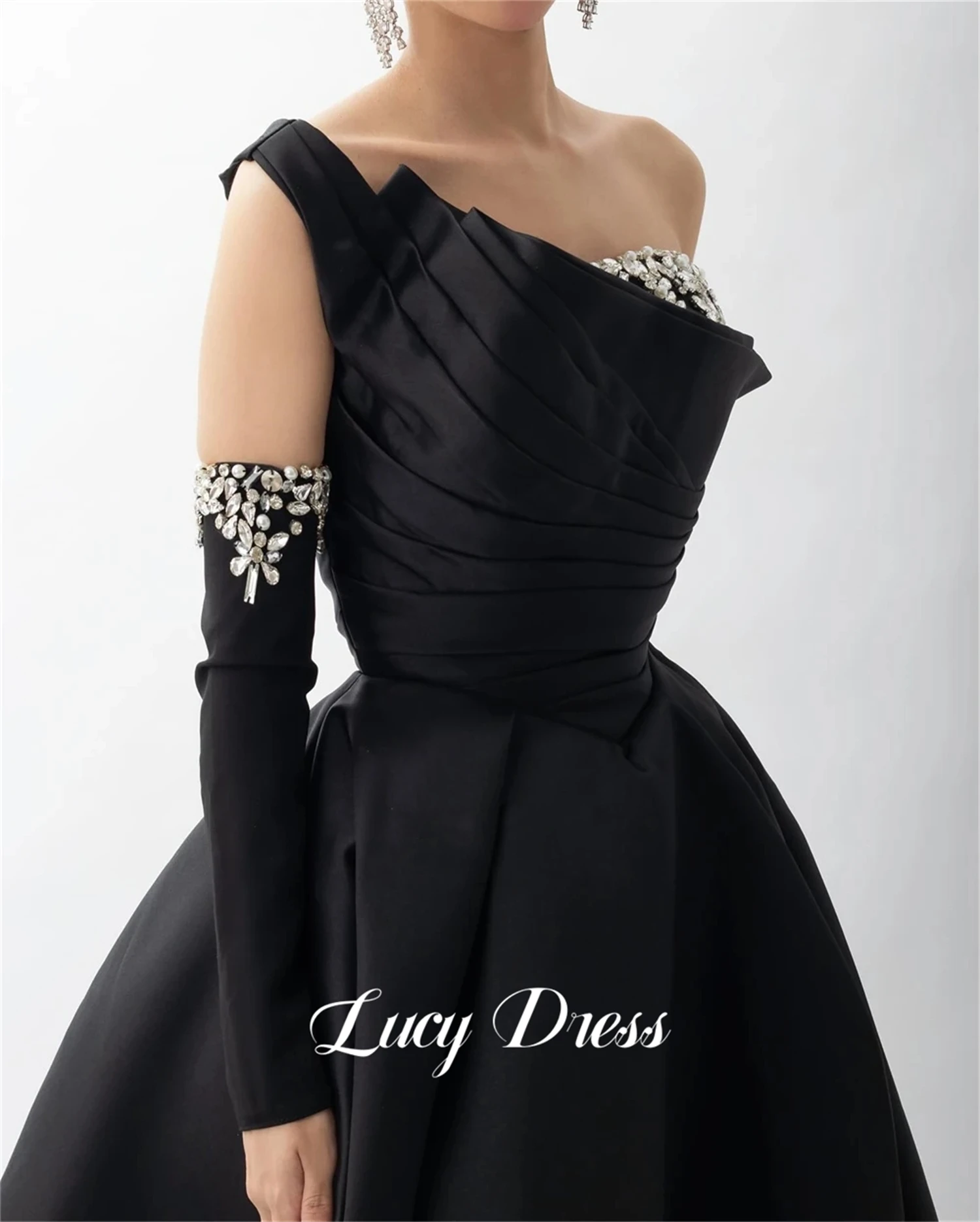 Lucy Formal Dress Ball Gown Evening Luxurious Decoration Line A Satin Black Elegant Woman Ceremony Dresses 2024