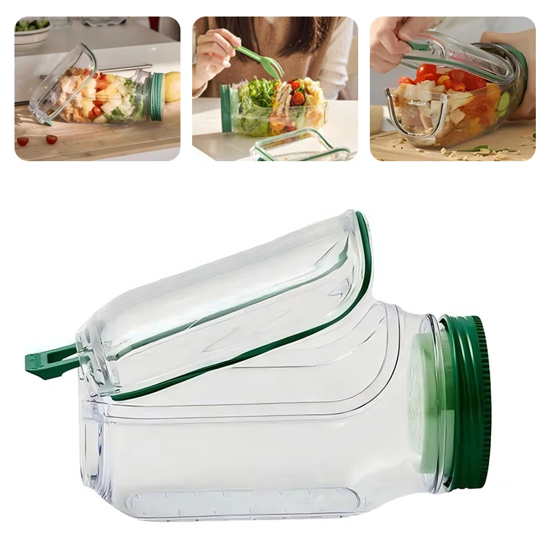 

Salad Jar Mason Jars Salad Container With Side Opening Dressing Bowl Sauce Compartments Microwave-Safe Freezer And Dishwasher