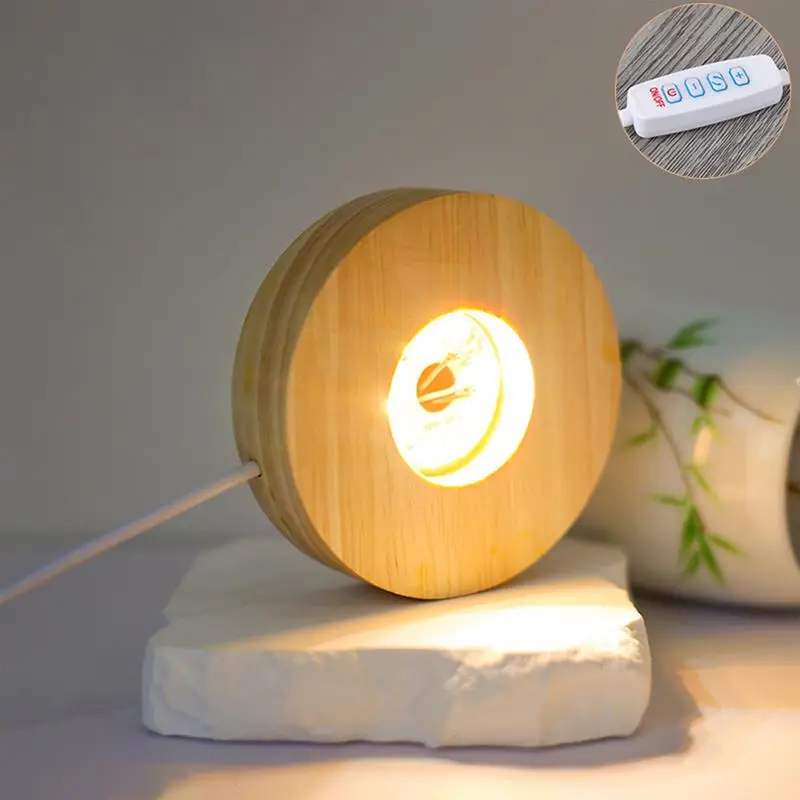 Base per lampada a LED in legno basi per luci notturne a LED per artigianato Base per Display in legno supporto in legno di faggio Base in cristallo luminoso ed elegante