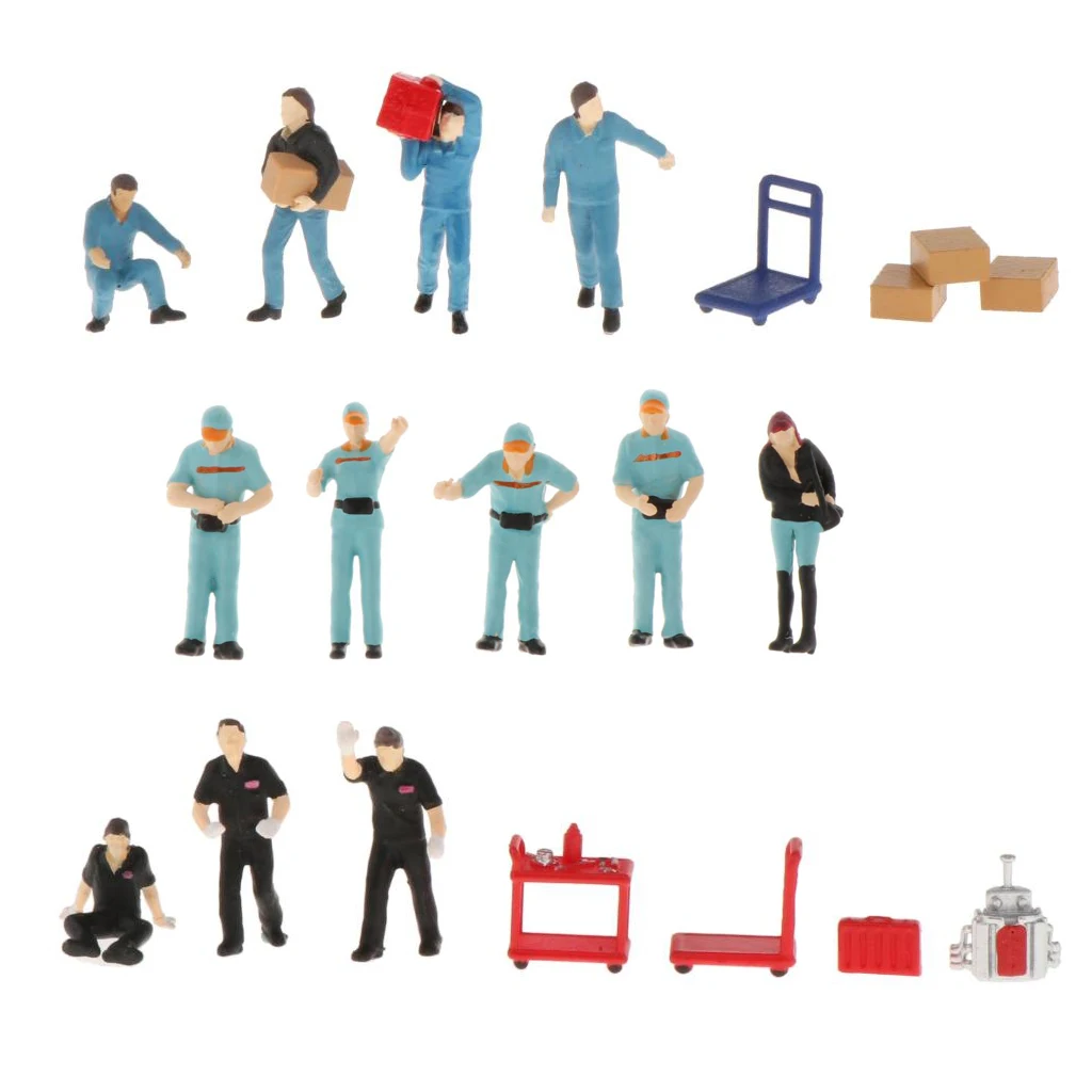 20pcs 1:64 Miniature Resin Figures Toys Diorama Career Figure Including Repairmen, Fuelers and Porters