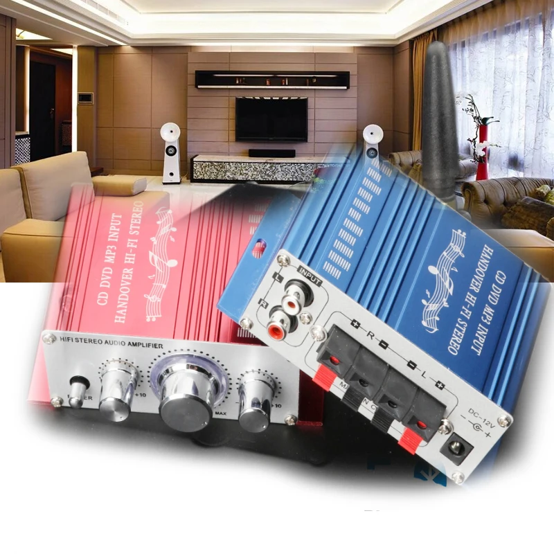 KYYSLB 20W*2 HY2001 Car Amplifier 2.0 Channel 12.5*10*4.2cm Home Audio Mini HiFi Sound Amplificador Class AB