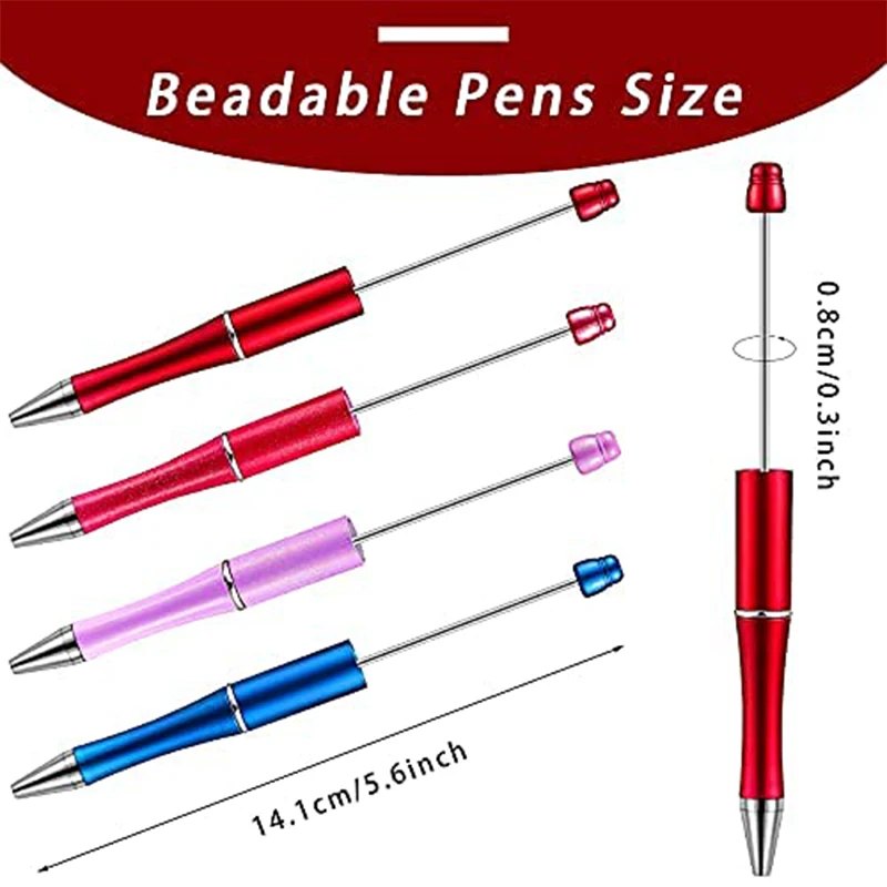 75Pcs Beadable Pens Plastic Bead Pens for Student School Office DIY Making Gift