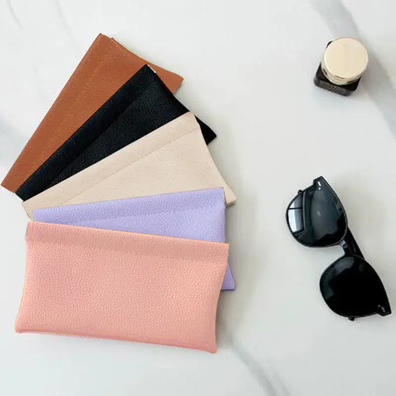 Coin Purse Solid Color Long Wallet Data Cable Earphone Storage Hand-held Bag Multi-purpose Eyeglass Pouch Self-closing Simple