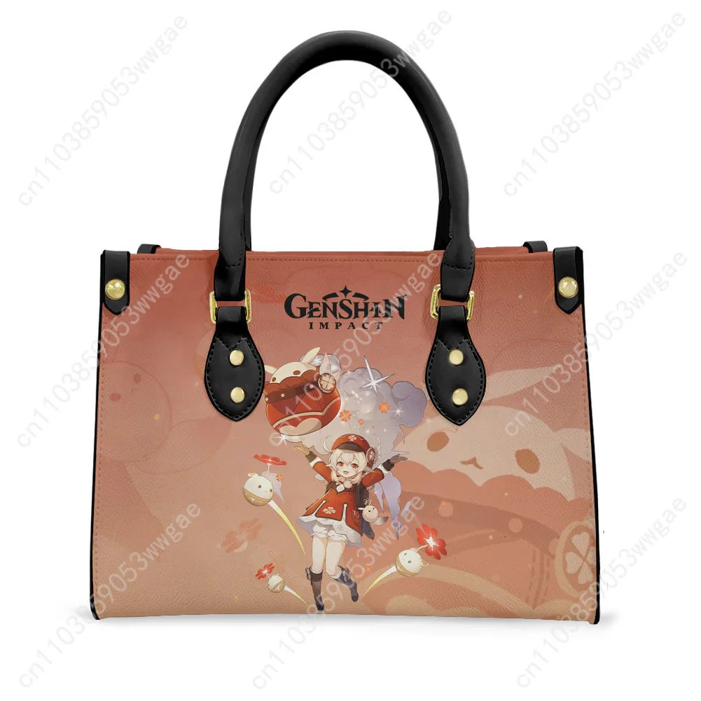 Genshin Klee Tote Bag Purse Womens Mens Fashion Personalized Text Image PU Leather Customized Handbag Commuter Shopping Gift Bag