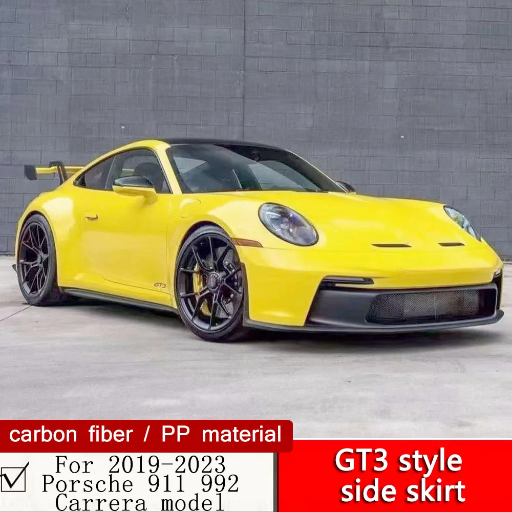 For Porsche 911 992 GT3 style side skirt dry carbon fiber the new carrera retrofitting PP side skirt bodykit primer