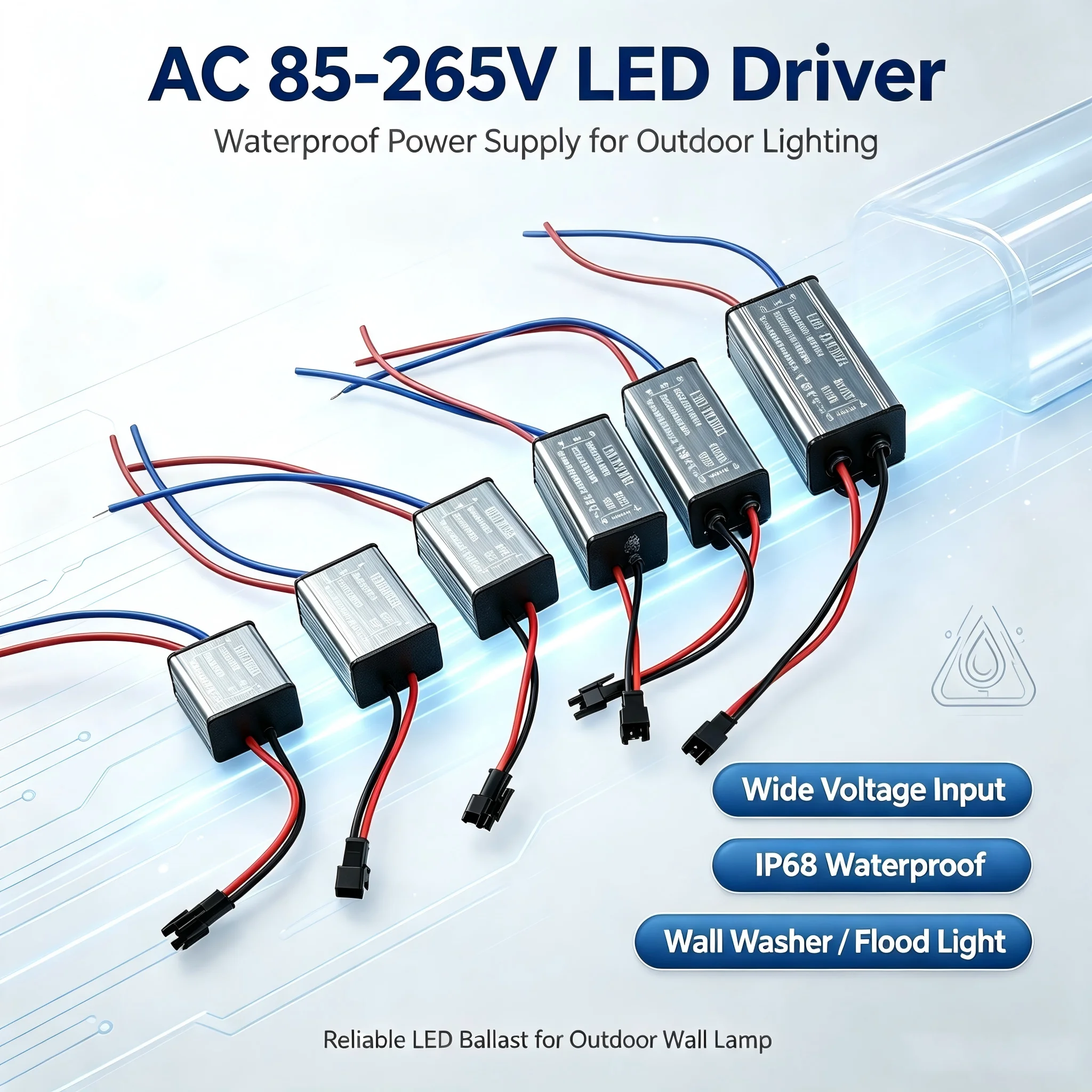 Waterproof LED Driver AC 85-265V 1-3W 4-7W 6-10W 8-12W 12-18W 18-24W Adapter Transformer Outdoor Wall Light Floodlight Ballast