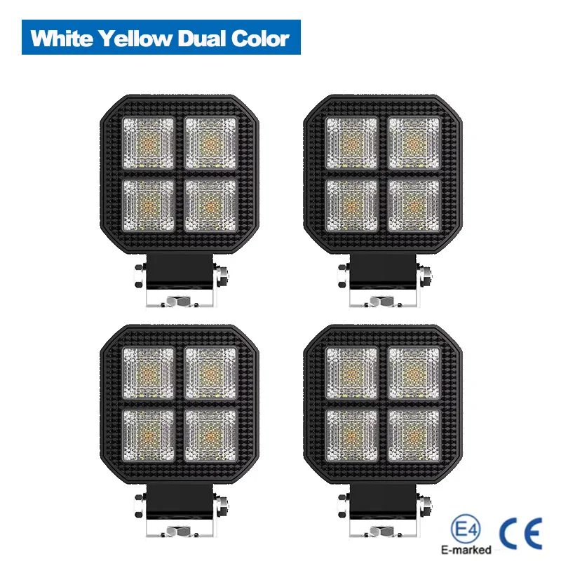 

3Inch White Yellow Dual Colors Square Floodlight 18W 9-30V Car Work Light For Jeep Truck Tractor Offroad 4X4 Barra LED Headlight