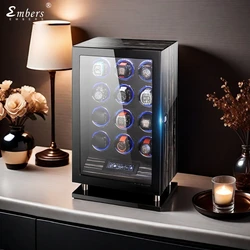 Embers Luxury Automatic Watch Winder Wood Mabuchi Motro Mechanical Watches Box Shaker LCD Touch Screen Wooden Storage Safe Case