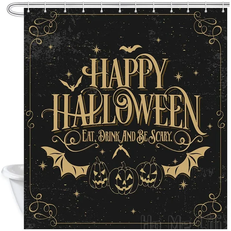 Halloween By Ho Me Lili Shower Curtain Bat With Pumpkin For Bathroom Hooks Included