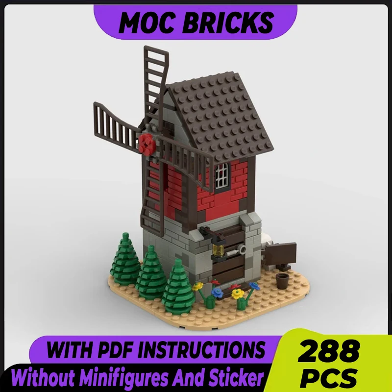 

Medieval Street View Model Moc Building Bricks Farmer's Windmill Technology Modular Blocks Gift Christmas Toys DIY Sets Assembly