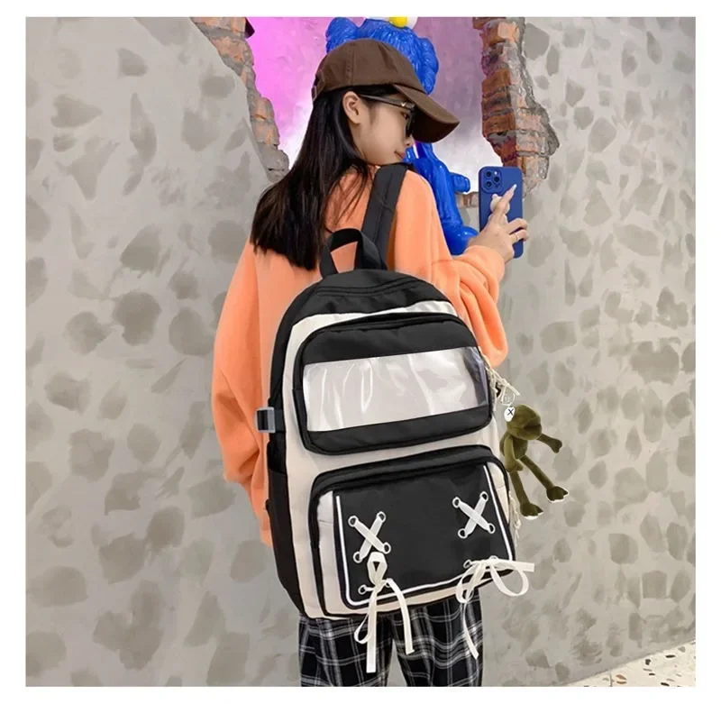 44×32×13cm Schwarz Blau Rosa, Identität V, Schüler Kinder Teenager Schultaschen, große Kapazität Mochilas Anime Rucksäcke für Mädchen Jungen