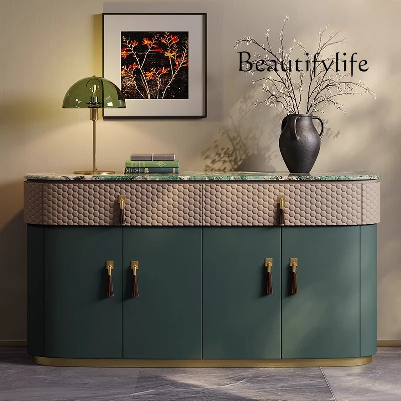 

Light luxury dining side cabinet Italian post-modern mansion marble TV cabinet restaurant senior storage