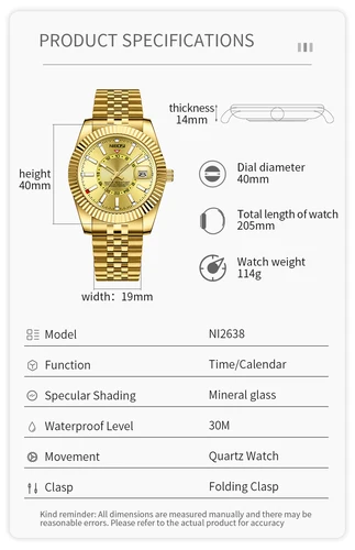 Imagen 2 del producto Reloj de buceo NIBOSI de lujo a la moda para hombre, reloj de fecha resistente al agua 30ATM, relojes deportivos, reloj de pulsera de cuarzo para hombre, reloj Masculino