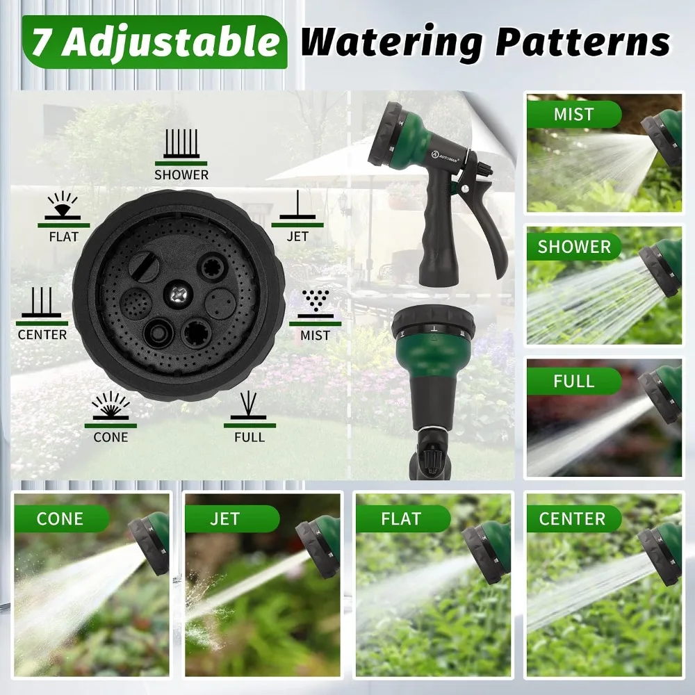2 Pack Garden Hose Nozzle, 7-Pattern Water Sprayer with Ergonomic Grip, Leak-Free Fit for Standard Hoses, Ideal for Watering, Cleaning, and Pet Care