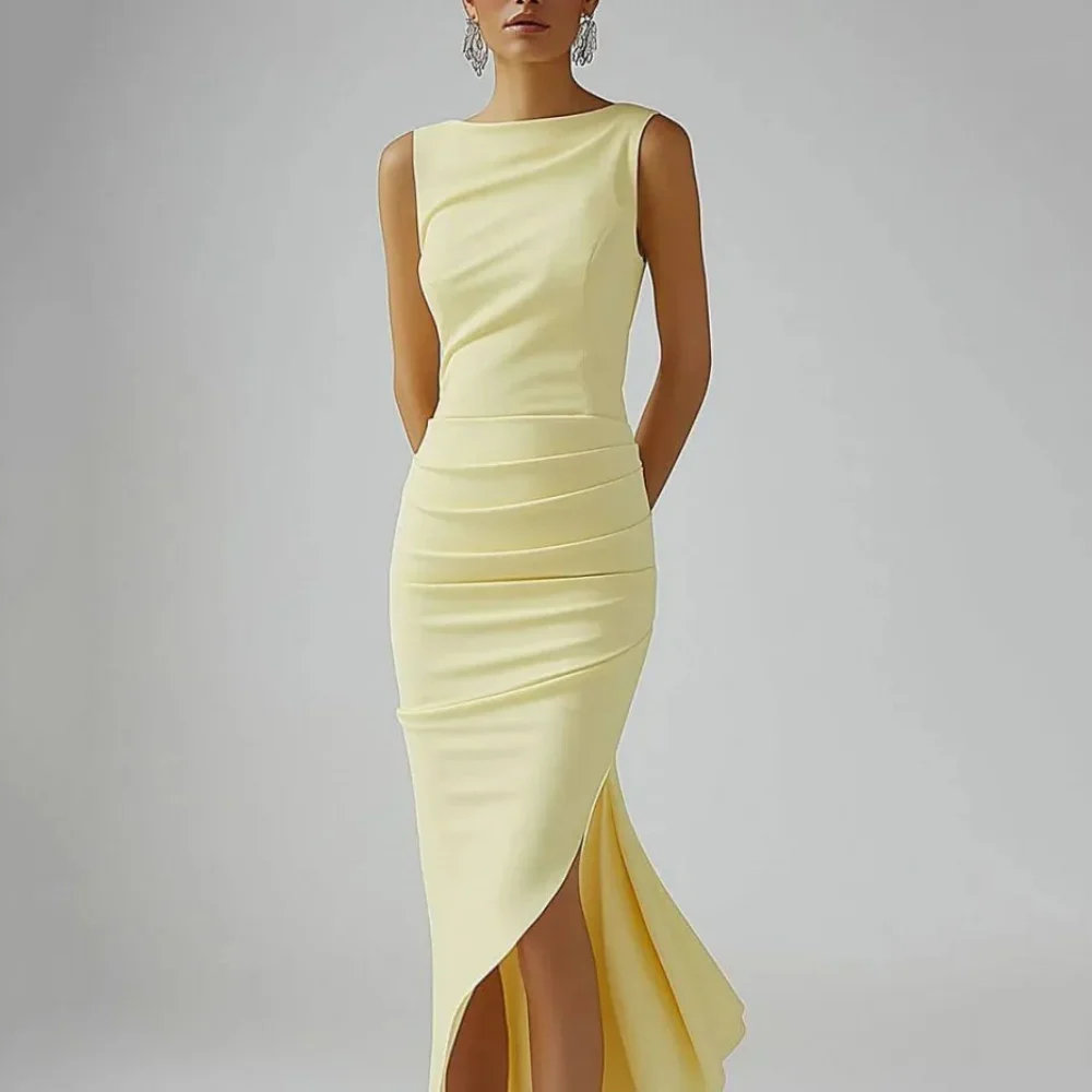 

Customized elegant Simple Tank Mermaid Party Gowns Ankle Length Evening Dress New Vestido DeNovia Banquet socialite evening gown