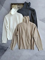 Fall winter cashmere beaded turtleneck sweater