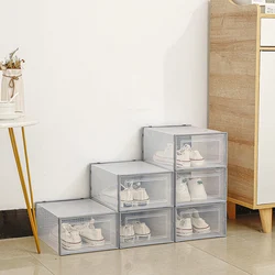 Plastic Shoes Case Transparent Shoe Boxes Organizer Shoebox Drawer Stackable Box Fold Dustproof Household Thickened Shoe Box