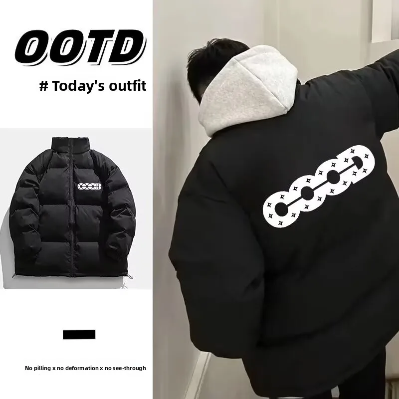 

Модная мужская свободная куртка с воротником-стойкой и принтом букв GOOD со стразами, верхняя одежда для пар, зимняя ленивая одежда Long Sve Zi...