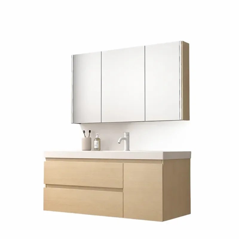 Wholesale Slate Integrated Ceramic Basin Bathroom Cabinet Modern Light Luxury Smart Log Color Mirror Cabinet 2023 New