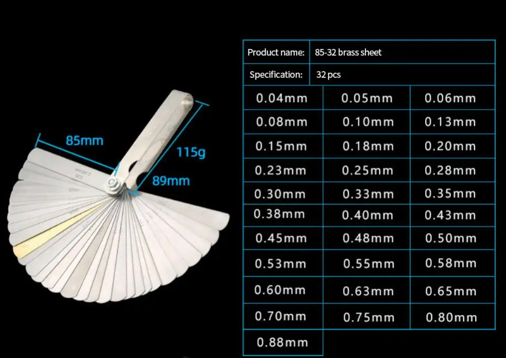 Feeler Gauges 0.04mm-0.88mm Practical Metric Blades Universal Thickness Gage Set High Accuracy Manual Gap Measuring Tool