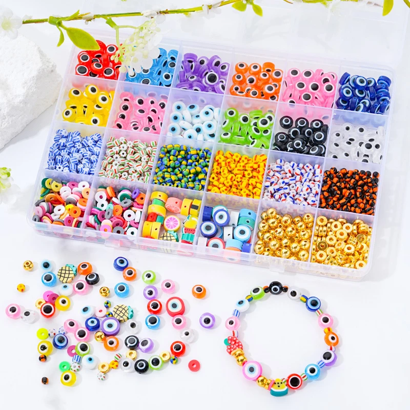 1930 قطعة الراتنج الملونة نمط عين الشر الخرز سوار صنع عدة الطين والأحرف الخرز لصنع المجوهرات DIY بها بنفسك اكسسوارات الحرف #2