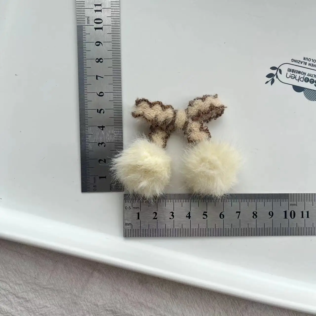 Autumn Winter Cream Color Fleece Pom‑pom Bow Accessories, Plush Decor Parts for Hair Clips, Phone Cases, Shoe Charms & Garment T
