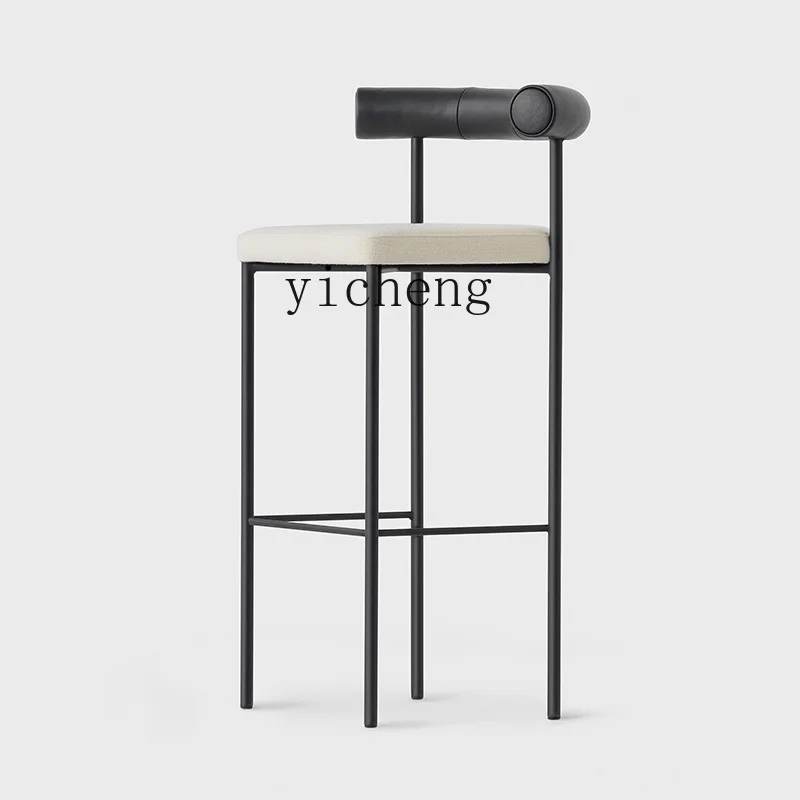 

ZC Minimalist High Chair Home Kitchen Island Bar Chair Backrest Bar Stool Milk Tea Cafe Conference Chair