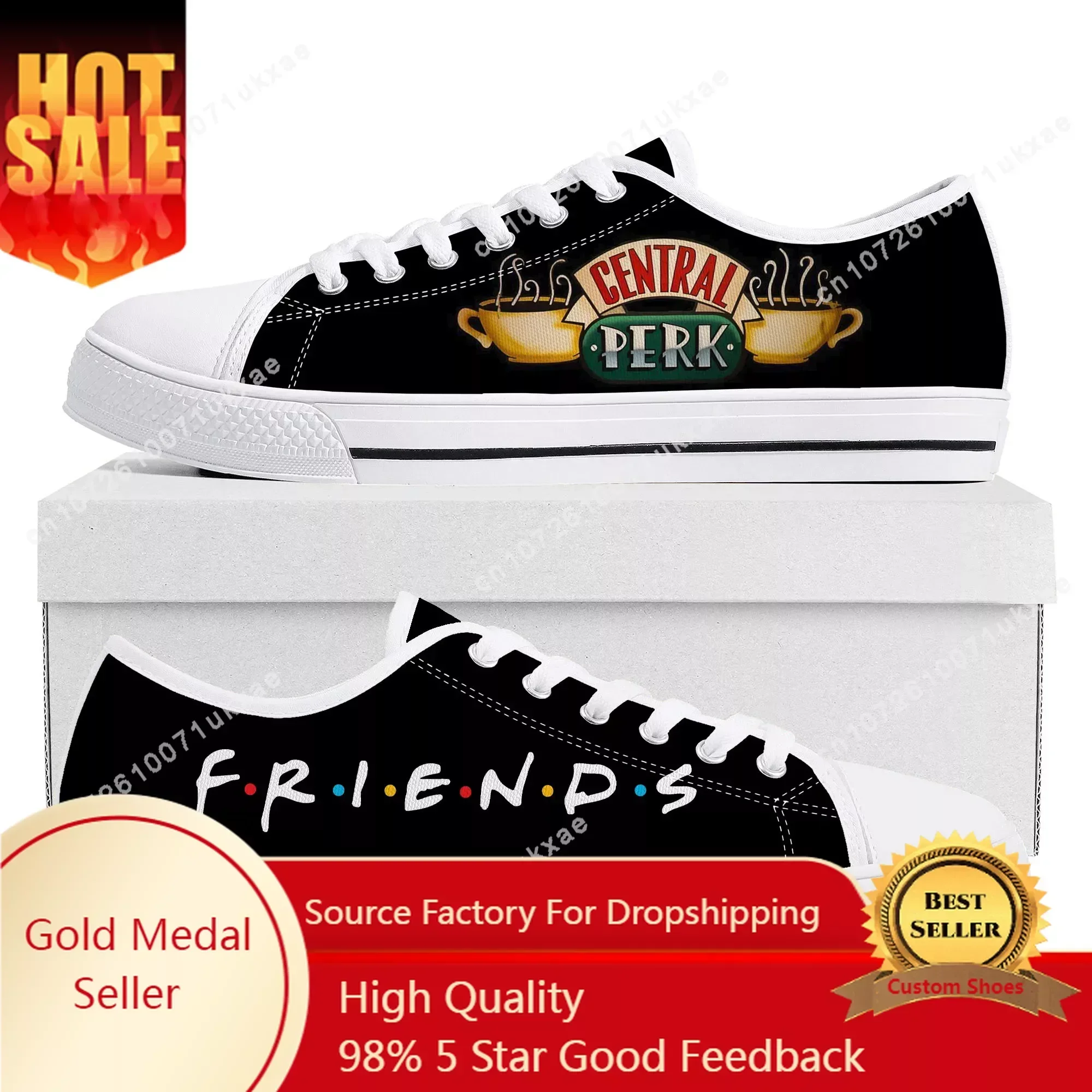 

Friends Low Top Sneakers TV Show Central Perk Coffee Mens Womens Teenager Canvas Sneaker Casual Custom Made Shoes Customize Shoe