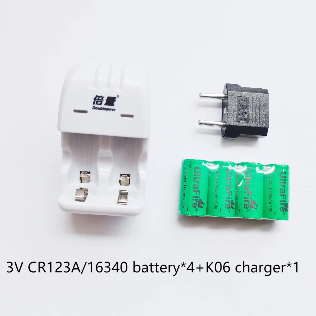 

4PCS Battery + Charger. New 3V CR123A 16340/17335 1000mah Rechargeable Batteries , Digital Camera, Made a Special Battery