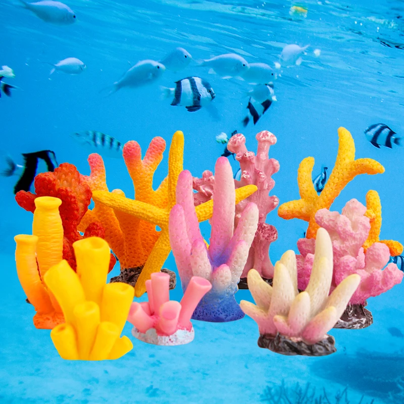 خزان الأسماك محاكاة المرجان الديكور الراتنج المرجان الشعاب المرجانية المناظر الطبيعية المشهد الصغير المرجان الاصطناعي حوض السمك ديكور المنزل #6