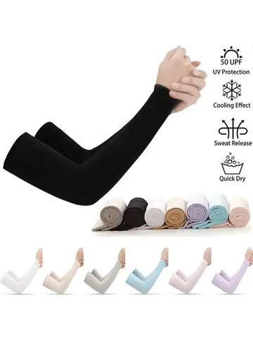2Pcs Arm Sleeves Warmers Sports Sleeve Sun UV Protection Hand Cover Cooling Warmer Running Fishing Cycling Summer Cooling