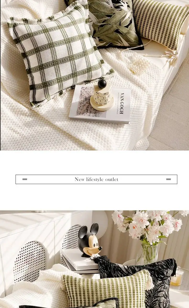 Nordische bestickte Boho-Chenille-Kissenbezüge mit Blumenmuster, Frühlingsblättern und Pflanzenmotiven, dekorative Kissenhüllen für Sofa, Bett und Heimdekoration – Detail 12