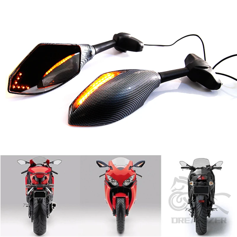 1Pair LED Turn Signals Motorcycle Rear View Side Mirrors For Suzuki Hayabusa sv650s/1000s gsx750f MT Suzuki TL1000S RF900R