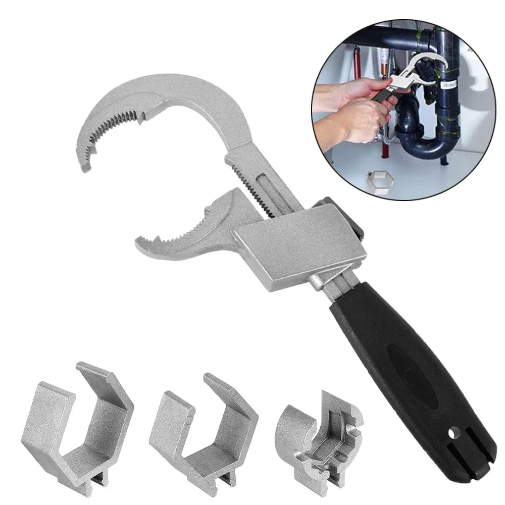 1PC Adjustable Wrench Universal Double Ended Wrench Aluminium Alloy Open End Spanner Bathroom Plumbing Faucet Sink Repair Tools