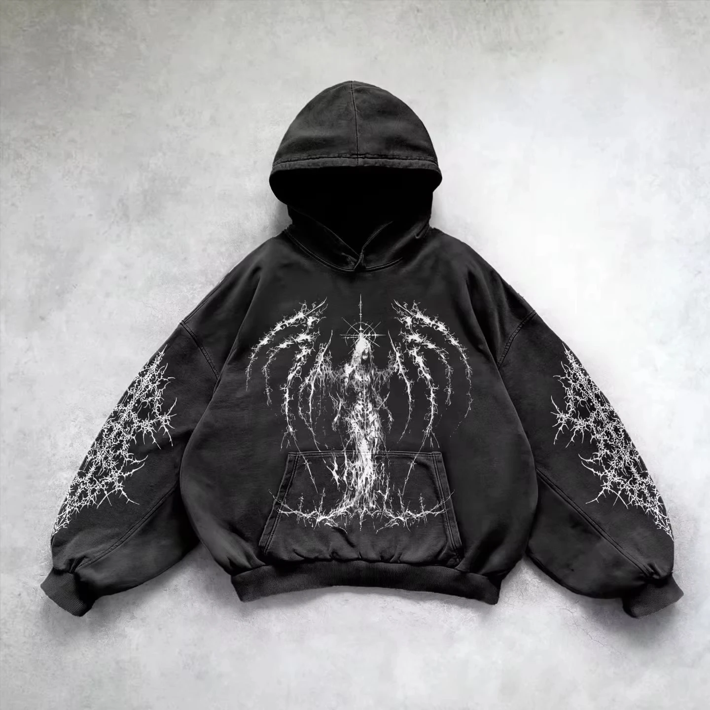 2026 Herbst/Winter Neu: Bestseller 3D Retro Gothic Hip-Hop Herrenbekleidung im Y2K-Stil, geeignet für trendige Streetwear-Hoodies. – Detail 7
